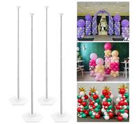 YALLOVE Kit de 4 Supports de Colonne de Ballon, 2m de Hauteur de Télescopique Colonne Réglable, Structure Métallique Réutilisable pour Mariage Graduation Anniversaire Party decor(Ballons Non Inclus)