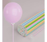 YALLOVE Lot de 100 bâtons de ballons en papier de couleurs assorties pour anniversaire, décoration de fête prénatale