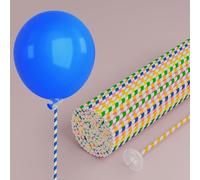 YALLOVE Lot de 100 bâtons de ballons en papier rayés de couleurs assorties pour anniversaire, décoration de fête prénatale