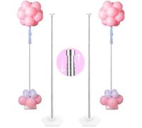 YALLOVE Lot de 2 supports de colonne de ballons en métal robuste - Hauteur réglable de 2 m - Pour intérieur et extérieur - Décoration de fête - Facile à monter et à démonter