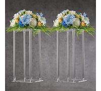 YALLOVE Lot de 2 supports de fleurs en acrylique transparent de 40 cm