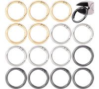 YALOJE Lot de 15 mini mousquetons ronds en alliage de zinc pour clés, travaux manuels, sacs à main - 3 couleurs - 33 mm