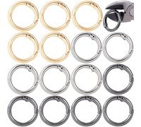 YALOJE Lot de 15 mini mousquetons ronds en alliage de zinc pour clés, travaux manuels, sacs à main - 3 couleurs - 26 mm