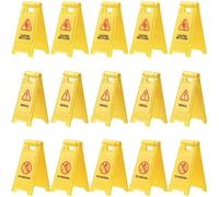 YALOJE Lot de 15 mini panneaux d'avertissement amusants en plastique pour sol humide, 3 styles amusants pour bureau, bureau, rue, avis de sécurité interdiction de fumer, accessoires pour travaux
