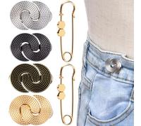 YALOJE Lot de 6 serre-taille de pantalon pour femme, 2 styles réglables en métal, réutilisables, sans couture, pour vêtements amples, jeans, jupes, robes - 4 couleurs