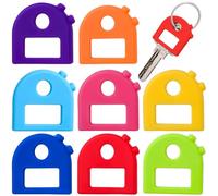 YALOJE Lot de 8 capuchons en silicone extensibles pour clés de maison avec porte-clés, étiquettes autocollantes imprimables, identificateurs de clés faciles à organiser pour femmes, hommes - 8