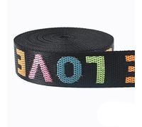 Yalulu 10 yards Sangle en polypropylène - 25 mm - Love - Jacquard - Nylon - Sangle en polypropylène - Sac à faire soi-même - Décoration de vêtements - Accessoires de couture (multicolore)