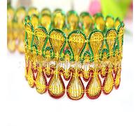 Yalulu 15 yards - Ruban en dentelle à paillettes - Pour mariage, bricolage, cadeau, couture, rouge et vert