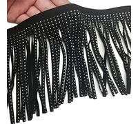 Yalulu 2 Yards - Noir - Velours - Pompon - Frange de coupe - Frange à franges - Ruban à franges - Bricolage - Robe - Apparel - Ruban décoratif