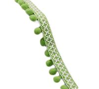 Yalulu 20 Yards Magnifique Couleur Pom Pom Bordure à Pompons Bordure à Pompons Ethnique Galon à Frange Trim DIY Accessoire Décoration Rideaux Bricolage (Vert)