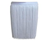Yalulu Franges latines en polyester avec franges en dentelle - 10 mètres de long et 30 cm de large - Pour bricolage, robe de danse latine, macramé, samba, vêtements de scène, rideaux (blanc)