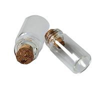 Yalulu Lot de 20 6-20 ML Petites Bouteilles en Verre Transparent avec Bouchon en liège Jolie fiole Flacon avec Cork Mini Bouteille décoratives pour parfums liquides sables des gourmandises Miniatures