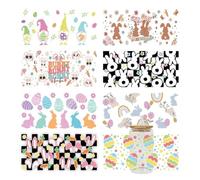 Yalulu Lot de 8 feuilles d'autocollants de transfert UV DTF sur le thème de Pâques, pour tasses, meubles, bois, bricolage, artisanat (B)