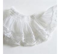 Yalulu Ruban de dentelle blanche élastique double couche - 4,6 m - Bordure et rubans pour couture, volants, bordure en tissu, ruban décoratif