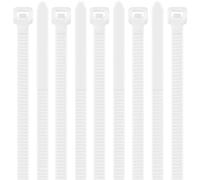 Yaluzibi Lot de 100 attaches autobloquantes robustes de 54,4 kg, grand enroulement de câble de 20,3 cm, 7,6 mm x 200 mm en nylon blanc, longs fils autobloquants résistants aux UV pour atelier, jardin,