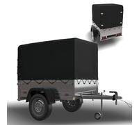 YALYAYA Bâche haute pour remorque - 210 x 114 x 90 cm - Bords renforcés avec œillets et corde de bâche - Imperméable - Fermeture éclair - En tissu - Pour remorque de voiture - 750 kg - Noir