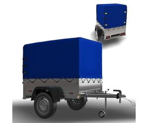 YALYAYA Bâche haute pour remorque 210 x 114 x 90 cm Bords renforcés Étanche Fermeture éclair En tissu 750 kg Bleu