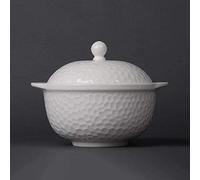 Yalych Accueil Bone China Blanc Pur Grand avec Couvercle Pot Bol à Soupe en Céramique Japonaise 9 Pouces Vaisselle (Color : A)