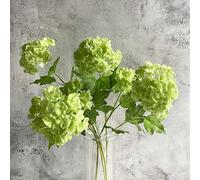 YalzoneMet RUZUQE Lot de 4 viornes artificielles en Forme de Boule de Neige de 68 cm de Long - Petite Fleur d'hortensia Verte au Toucher réaliste - Fleur en Latex pour décoration de Maison, Noël,