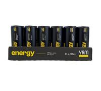 Yam Energy - Energy Drink sans sucres 200mg caféine 1000mg taurine - Booster d'énergie - 250mL - Lot de 24 - YAM Nutrition