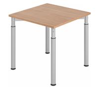 YAMA 8 S | Bureau - 80 x 80 Noyer/Argent réglable en hauteur