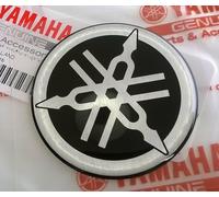 Yamaha Autocollant original avec logo 3D pour moto, scooter, ATV, jet ski (noir/argent, 50 mm)