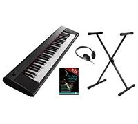 Yamaha Piaggero NP-12B Kit piano portable avec 61 touches dynamiques, 10 sons de qualité, enregistrement, support de clavier, casque, école de piano, USB, piles