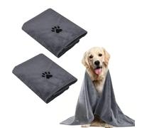 YAMAIDUO 2 Pièces Serviette Chien 100 x 50 CM, Serviette pour Chien Doux Séchage Rapide Microfibre, Serviete Chien Super Absorbante pour Animaux pour Chats, Chiens ou Autres Animaux, Gris