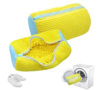 YAMAIDUO Lot de 2 Sac Lavage Chaussures Machine à Laver, Réutilisable Portable 360° Sac de Lavage pour Chaussures avec Fermeture Éclair, Sacs à Linge pour Chaussures Protection pour Chaussure, Jaune