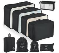 YAMAIDUO Organisateur Valise, Lot de 9 Rangement Valise, Imperméables Packing Cubes Résistant à la Déchirure, Pochette Voyage pour Vêtements Sous-vêtements Chaussures Cosmétiques, Noir