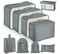 YAMAIDUO Organisateur Valise, Lot de 9 Rangement Valise, Imperméables Packing Cubes Résistant à la Déchirure, Pochette Voyage pour Vêtements Sous-vêtements Chaussures Cosmétiques, Gris