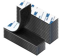 YAMAIDUO Scratch Autocollant Double Face 20 Pièces, 3 x 10 cm Autocollant Scratch Double Face Rectangle Réutilisable, Adhésif Puissant Adhésives Extra Fort Noir pour Ménage Bricolage