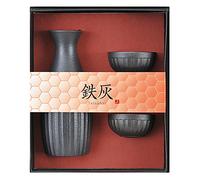 Yamako GuiNomi & Tokkuri 89259 Ensemble de bouteilles et tasses à saké en poterie Noir