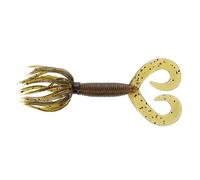 YAMAMOTO Hula Grub Lot de 10 leurres de pêche réalistes en Plastique Souple avec Jupe Fluide Vert Citrouille avec Violet et Petit Flocon de cuivre 10,2 cm