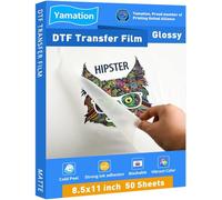 Yamation DTF Lot de 50 feuilles de film de transfert brillant pour t-shirt 21,6 x 27,9 cm