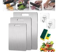 Yamato Planche à découper, double face en titane et acier inoxydable, non toxique, adaptée aux couteaux, durable pour cuisine et camping (S)