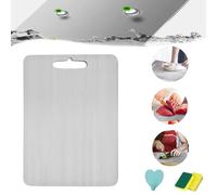 Yamato Planche à Découper en Titane Double Face, Grade Alimentaire pour Viande, Cuisine - Acier Inoxydable 304 (34 * 23 cm)