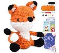 YAMAXIN Kit de crochet pour débutants - Renard animal facile à apprendre à démarrer Amigurumi - Kit de tricot et de fil pour enfants et adultes - Tutoriels vidéo étape par étape