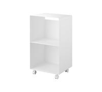 Yamazaki 10229 TOWER Support à disques à 2 niveaux avec roulettes, blanc, Acier/Nylon, minimaliste, 40 x 38 x 73.3 cm (L x P x H)