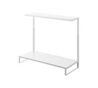 Yamazaki 1302 TOWER Support d'écran à 2 niveaux, blanc, Acier / Silicone / Polypropylène, minimaliste, 27,5 x 59 x 38 - 65 cm (L x L x H)