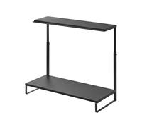 Yamazaki 1303 Tower Support d'écran à 2 Niveaux, Noir, Acier/Silicone/Polypropylène, Minimaliste, 27,5 x 59 x 38-65 cm (L x L x H)