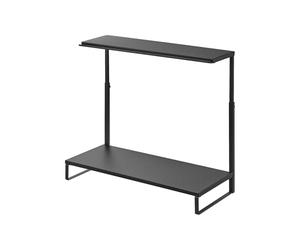 Yamazaki 1303 TOWER Support d'écran à 2 niveaux, noir, Acier / Silicone / Polypropylène, minimaliste, 27,5 x 59 x 38 - 65 cm (L x L x H)
