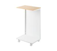 Yamazaki 1415 Tower Table d'appoint Semi-fermée avec roulettes et Plateau en Bois, Blanc, Acier/Bois/Nylon, Minimaliste, 22 x 31 x 55 cm (L x L x H)