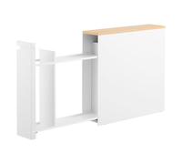 YAMAZAKI 1426 Tower - Étagère Extensible avec étagère en Bois - Blanc - Acier/Bois/polypropylène/Silicone - Minimaliste - 56 x 14 x 55 cm