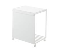 YAMAZAKI 1820 TOWER 2Compartment Trash Can with Casters, white, Steel/Polypropylene/Nylon, 52 x 44 x 60 cm