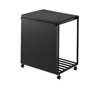 YAMAZAKI 1821 TOWER 2Compartment Trash Can with Casters, black, Steel/Polypropylene/Nylon, 52 x 44 x 60 cm