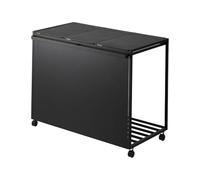 YAMAZAKI 1823 TOWER 3Compartment Trash Can with Casters, black, Steel/Polypropylene/Nylon, 76 x 44 x 60 cm