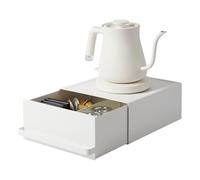 Yamazaki 2018 Tower Sliding Countertop Drawer, White, Steel/Polypropylene/Magnet, 22.2 x 27.5 x 11.5 cm