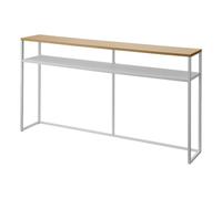 YAMAZAKI 2028 Tower Console Table with Shelf, White, Steel/Wood, 126 x 20.5 x 65 cm