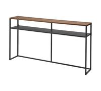 YAMAZAKI 2029 Tower Console Table with Shelf, Black, Steel/Wood, 126 x 20.5 x 65 cm